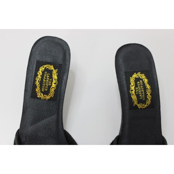 The Larkspur Collection Needle Point Leather Trim Heels Mules M - Picture 3 of 9